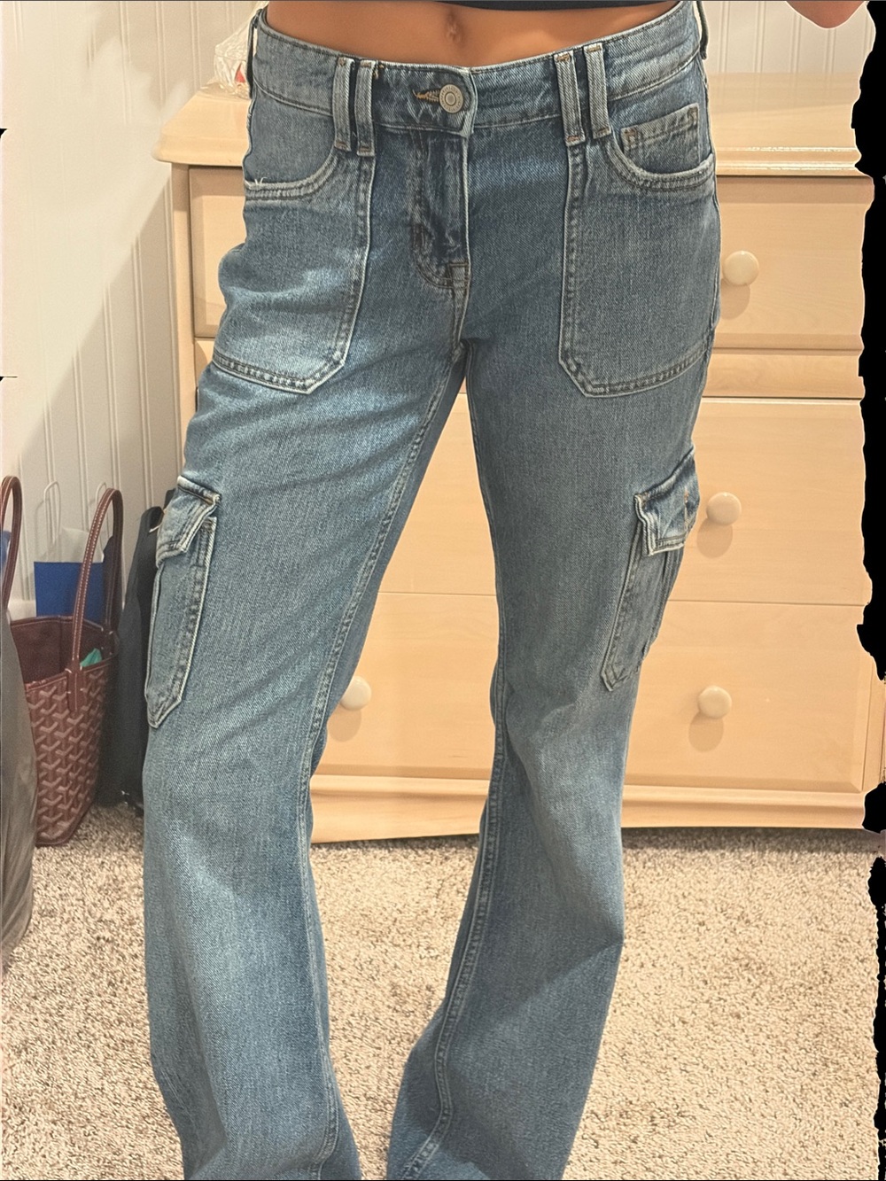 Aeropostale Women's Mid Rise Flare Jeans in Light Blue Denim